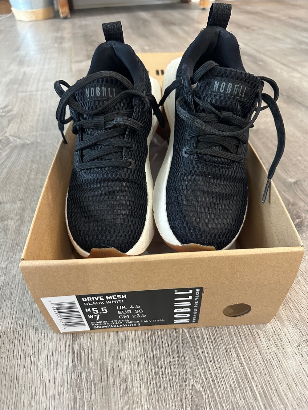 Newly Used NOBULL Black & White Mesh Training Sneakers